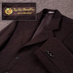 Loro Piana Camel Hair Herringbone Blazer 40R*‎ Black Saks 3 Button
